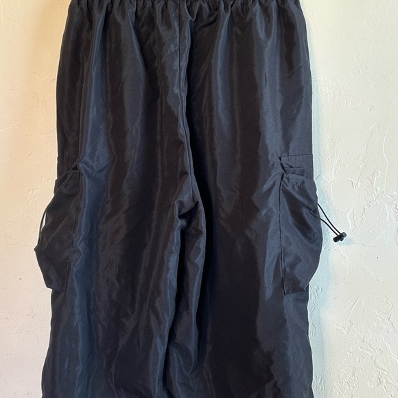 Black Baggy Cargo Hip Hop Dance Pants with Pockets & Drawstrings Sz S - Picture 7 of 10